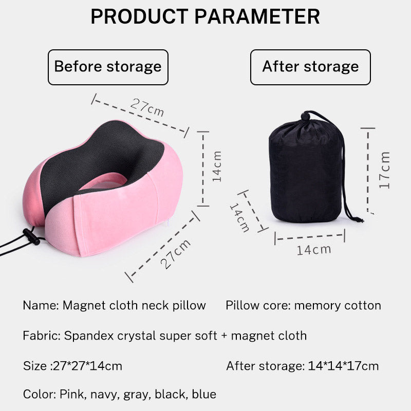 Memory Cotton U-Shaped Travel Neck Pillow with Storage Bag