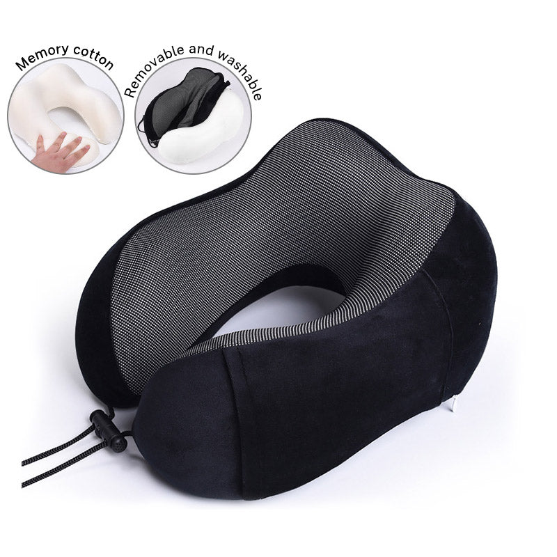 Memory Cotton U-Shaped Travel Neck Pillow with Storage Bag