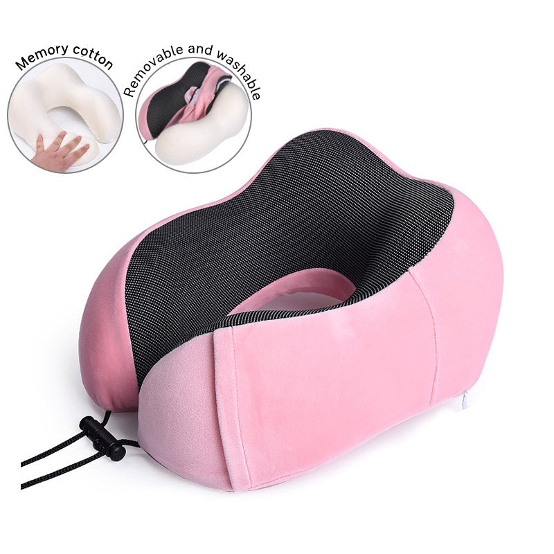Memory Cotton U-Shaped Travel Neck Pillow with Storage Bag
