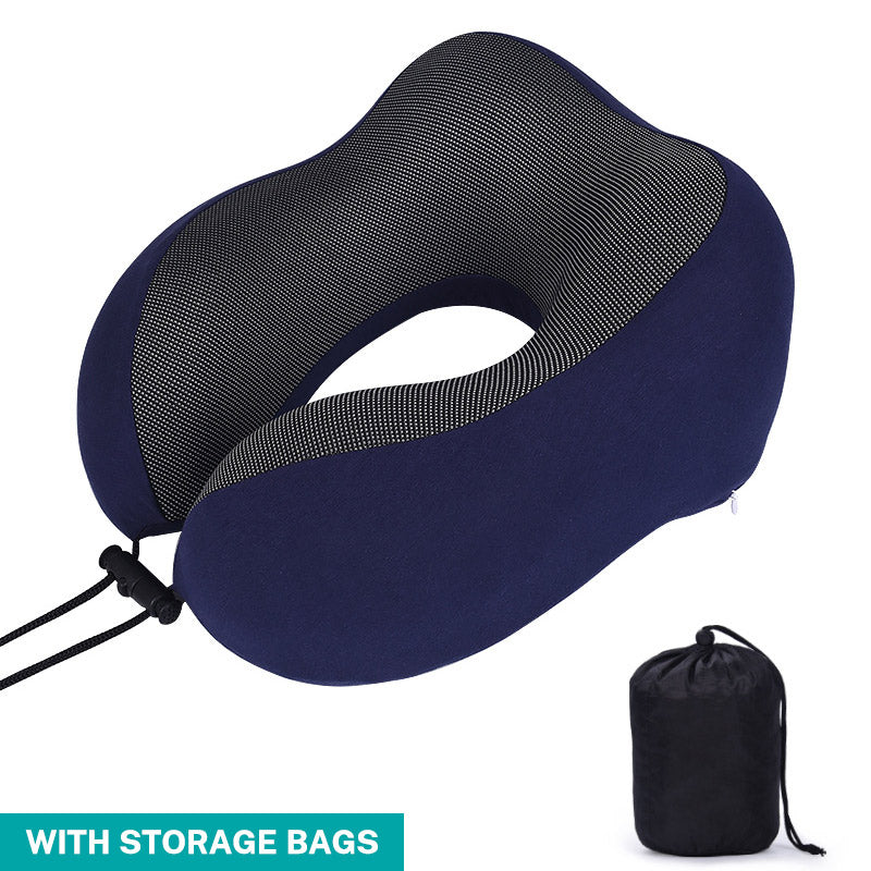 Memory Cotton U-Shaped Travel Neck Pillow with Storage Bag