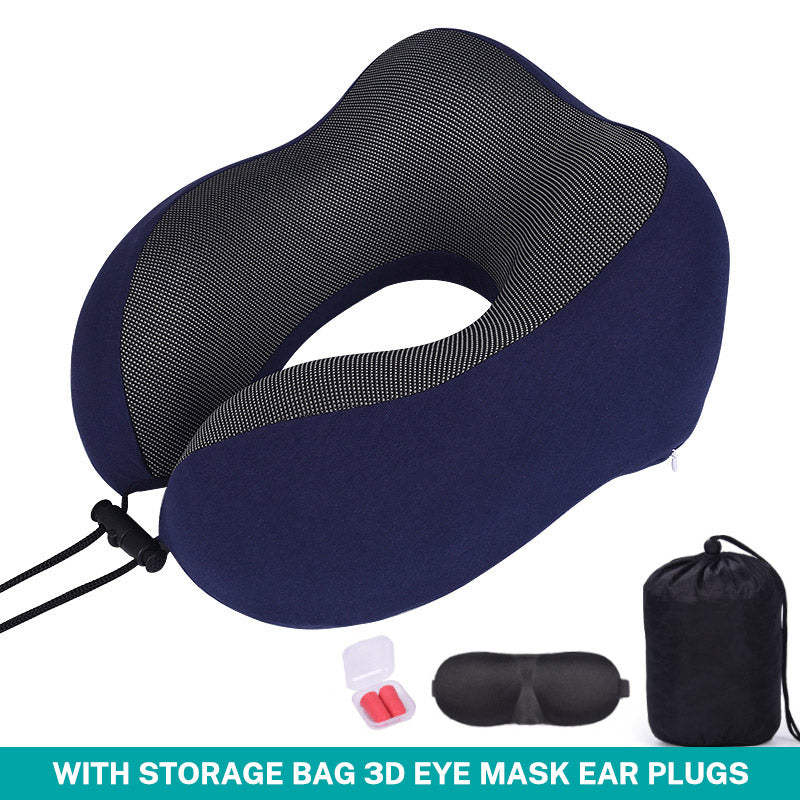 Memory Cotton U-Shaped Travel Neck Pillow with Storage Bag