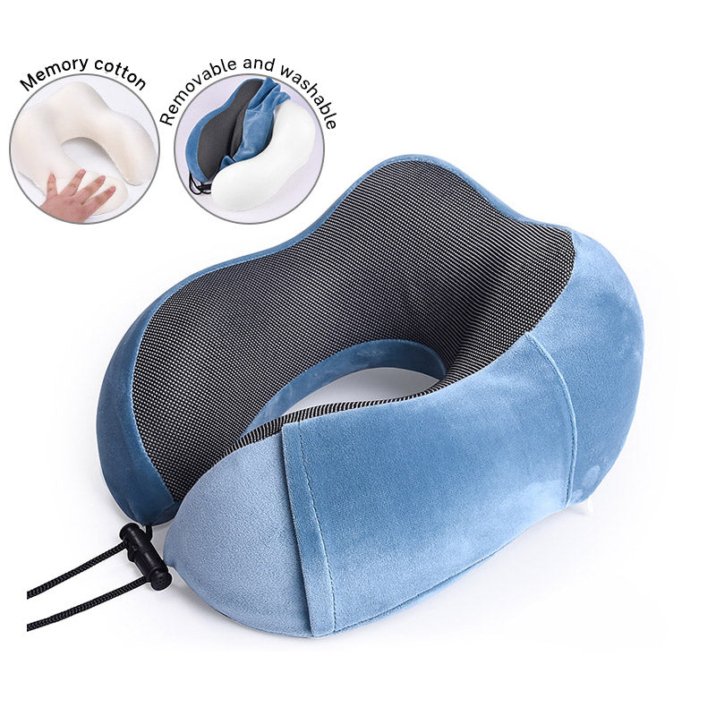 Memory Cotton U-Shaped Travel Neck Pillow with Storage Bag